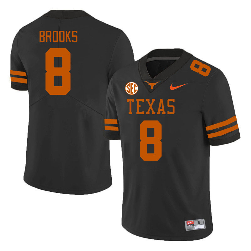 Texas Longhorns #8 Terrance Brooks SEC Conference College Football Jerseys Stitched Sale-Black